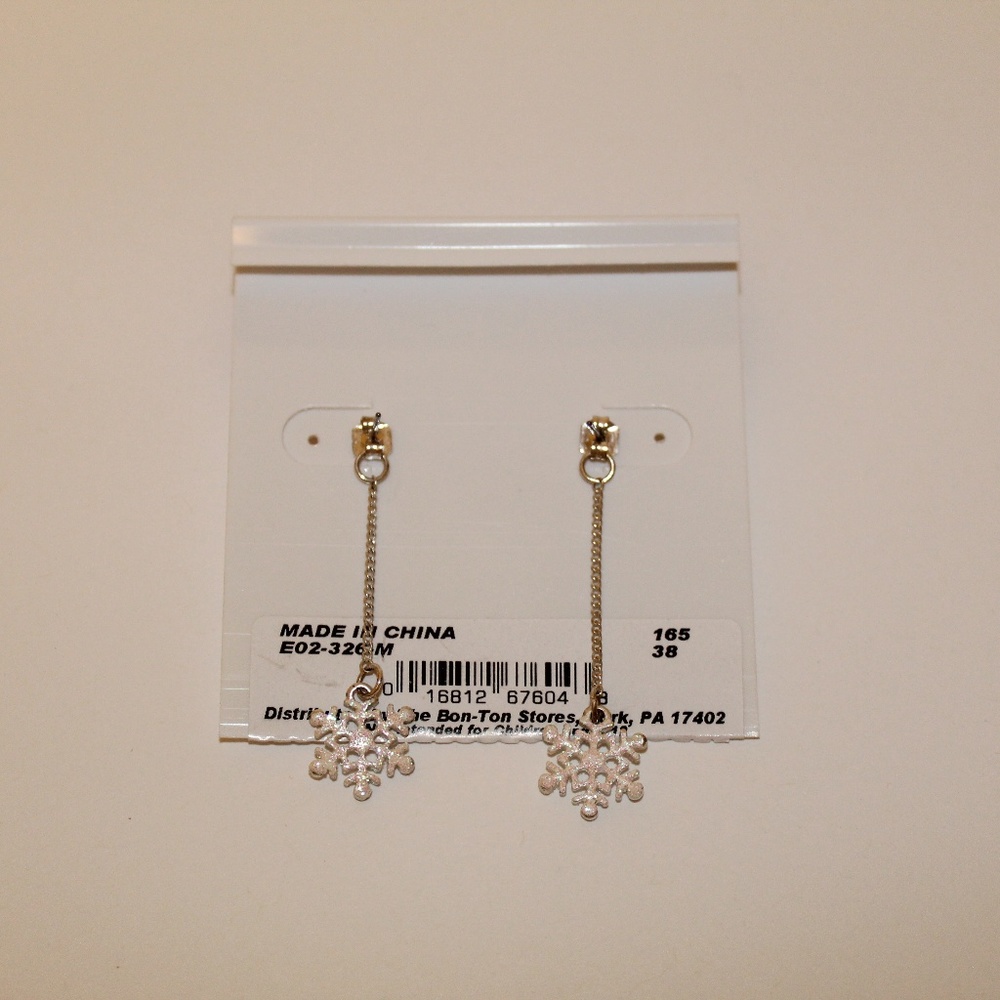 2 HOLIDAY CHRISTMAS GLITTER SNOWFLAKE EARRINGS NEW - Picture 5 of 5
